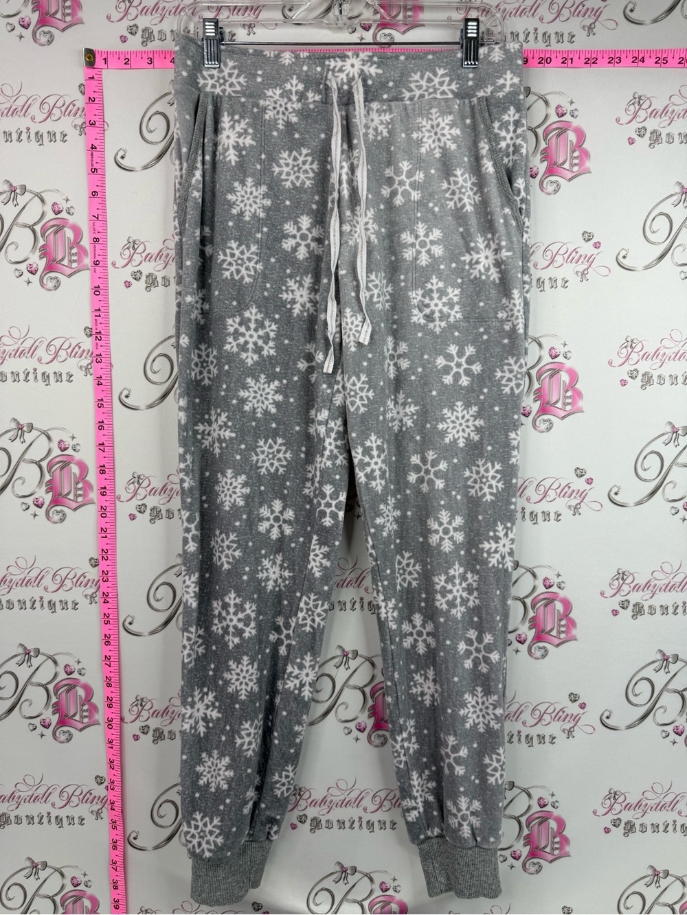 Nautica fleece soft pants grey & White Snowflake Knit Lounge Pajama Pants